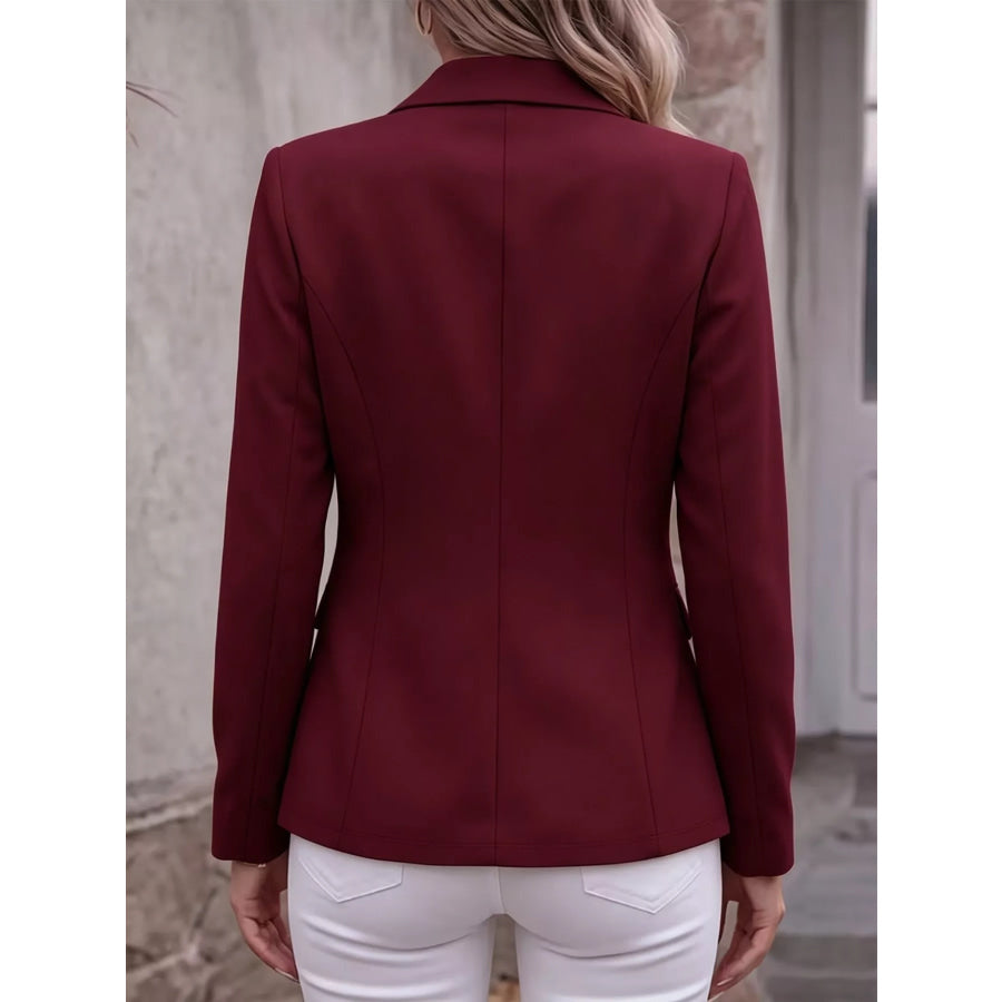 Full Size Lapel Collar Long Sleeve Blazer Plus Apparel and Accessories