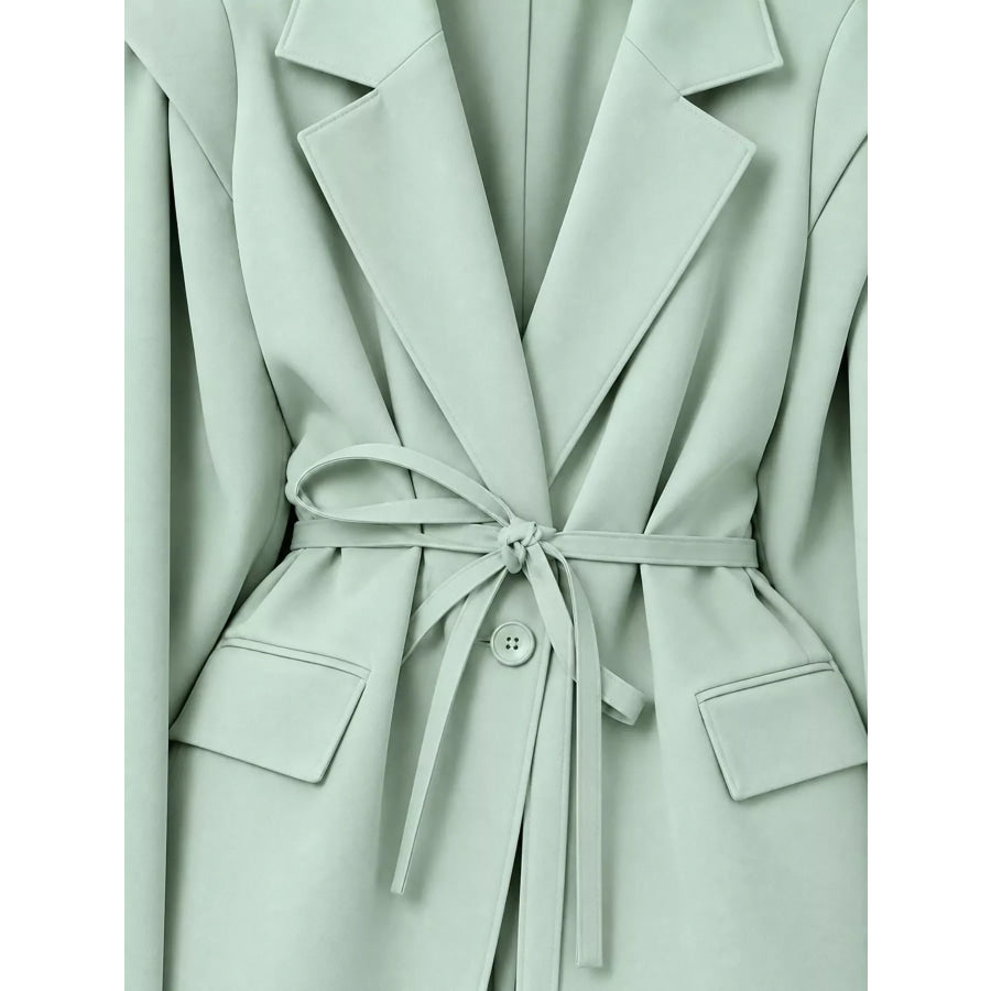 Full Size Lapel Collar Long Sleeve Blazer Plus Apparel and Accessories