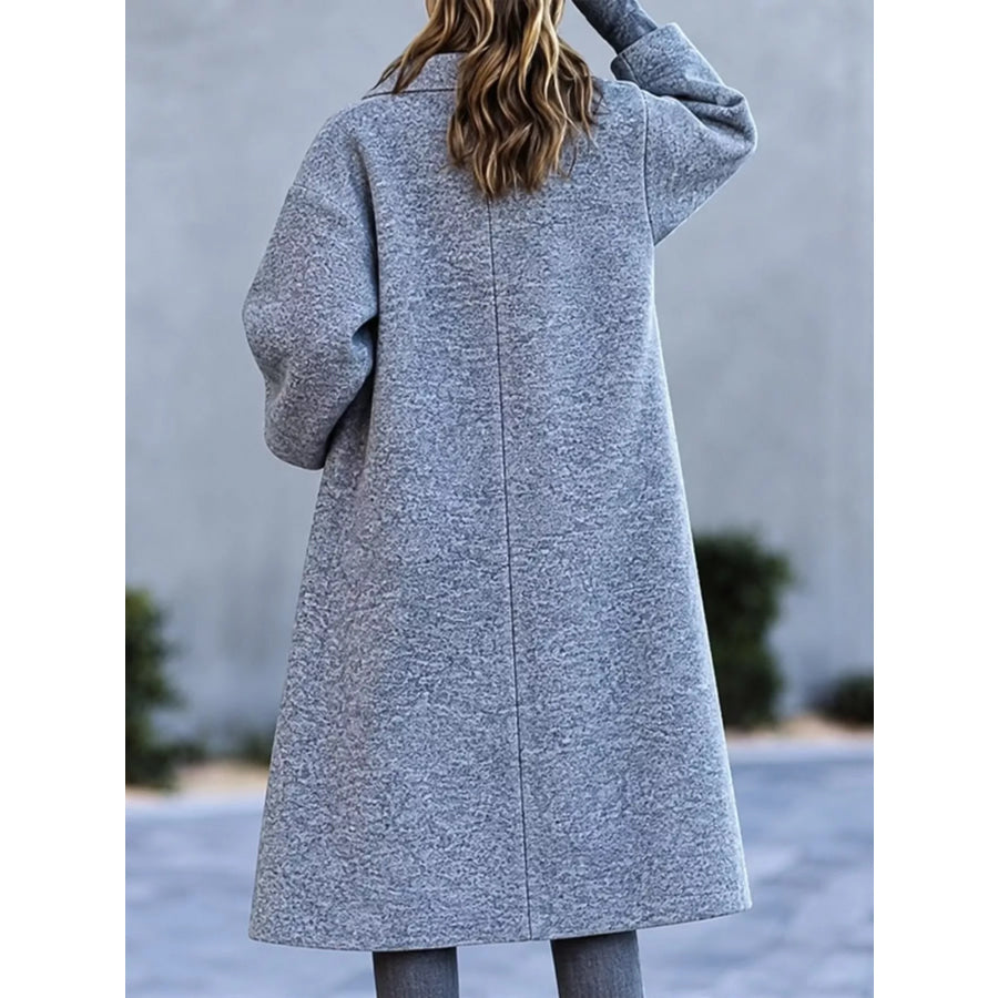 Full Size Lapel Collar One Button Coat Plus Apparel and Accessories