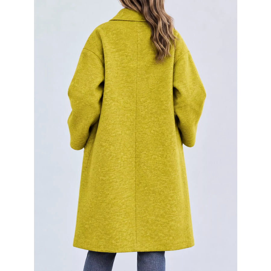 Full Size Lapel Collar One Button Coat Plus Apparel and Accessories