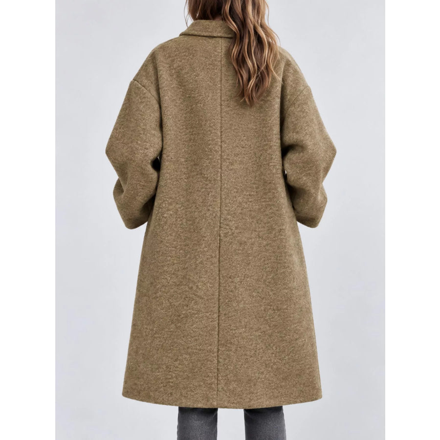 Full Size Lapel Collar One Button Coat Plus Apparel and Accessories