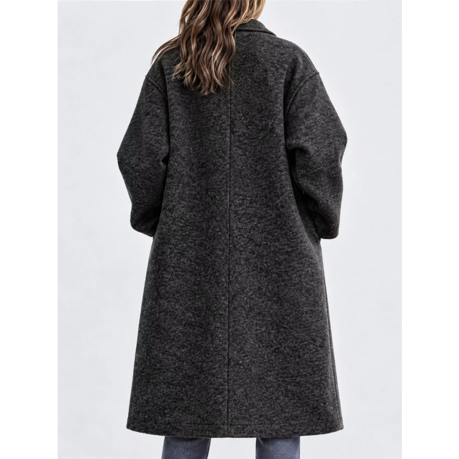 Full Size Lapel Collar One Button Coat Plus Apparel and Accessories