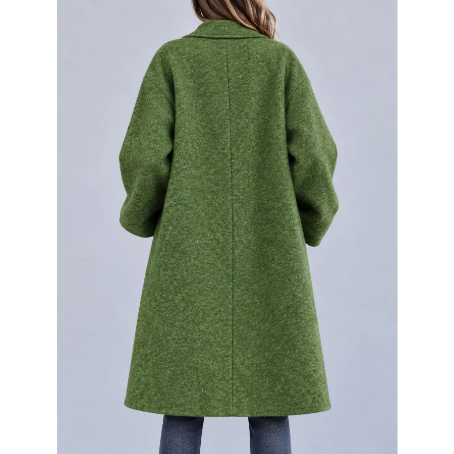 Full Size Lapel Collar One Button Coat Plus Apparel and Accessories