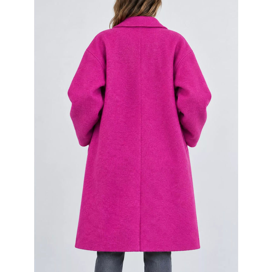 Full Size Lapel Collar One Button Coat Plus Apparel and Accessories