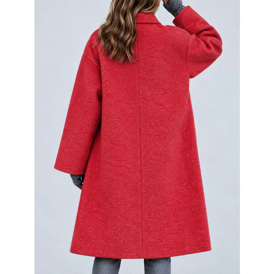 Full Size Lapel Collar One Button Coat Plus Apparel and Accessories
