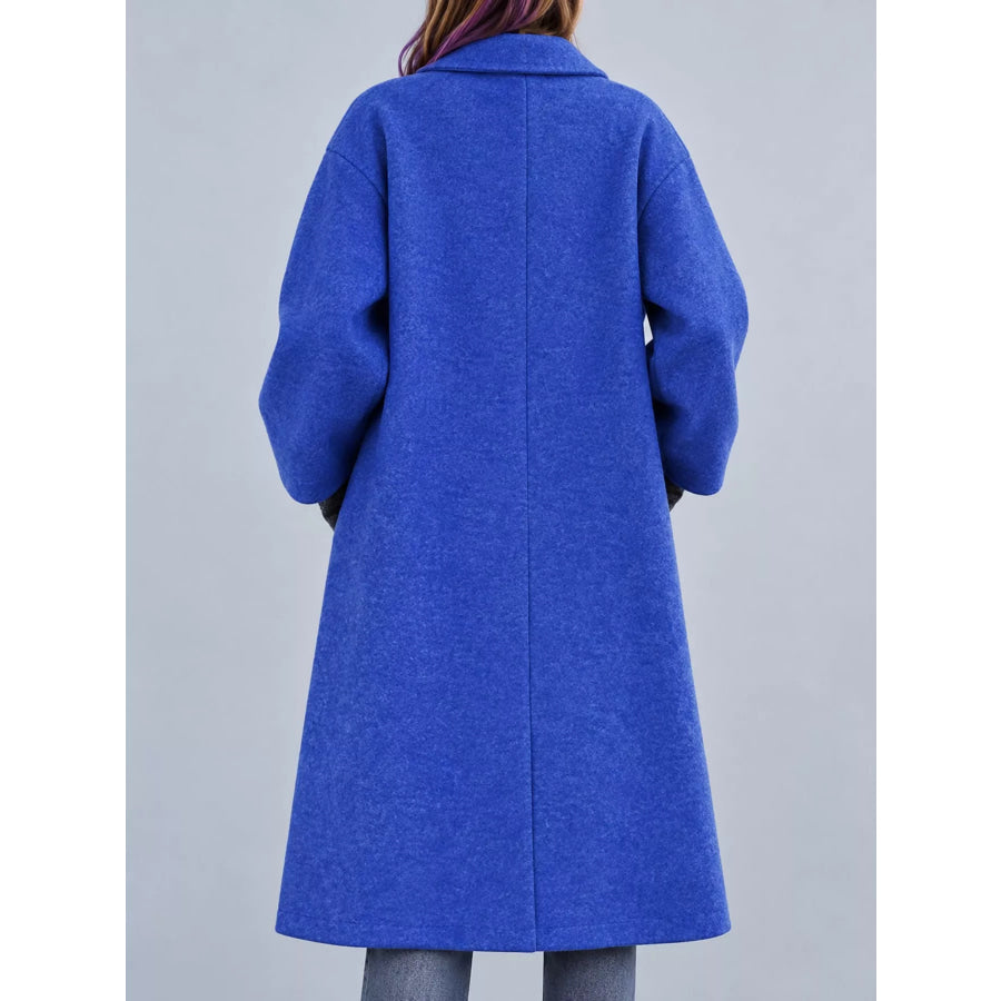 Full Size Lapel Collar One Button Coat Plus Apparel and Accessories
