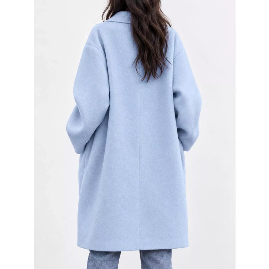 Full Size Lapel Collar One Button Coat Plus Apparel and Accessories