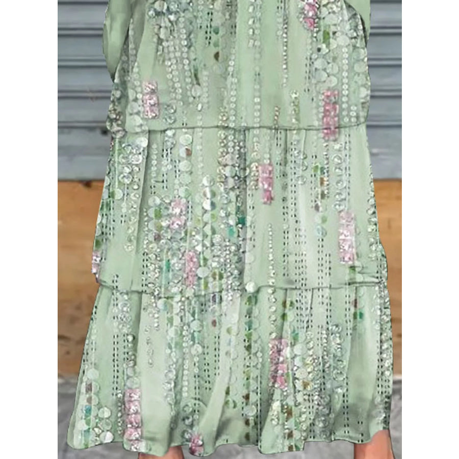 Full Size Layered Batwing Sleeve Maxi Dress Plus Apparel and Accessories