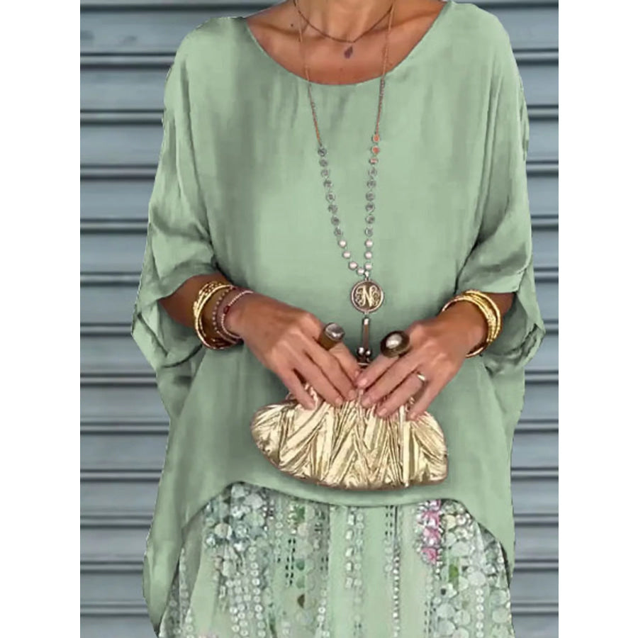 Full Size Layered Batwing Sleeve Maxi Dress Plus Apparel and Accessories