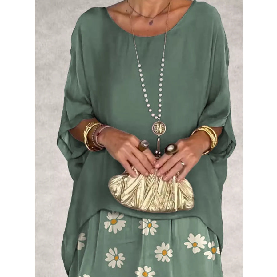 Full Size Layered Batwing Sleeve Maxi Dress Plus Apparel and Accessories