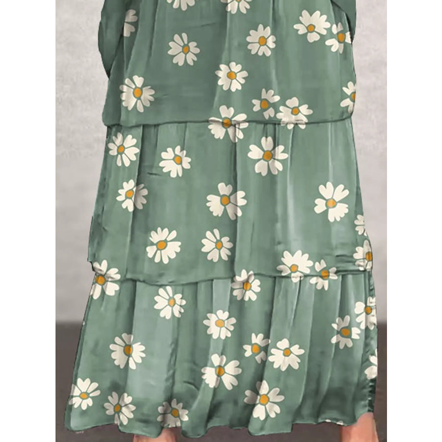 Full Size Layered Batwing Sleeve Maxi Dress Plus Apparel and Accessories