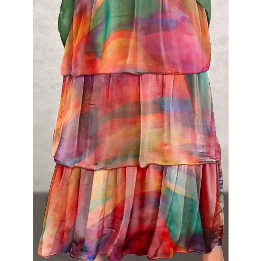 Full Size Layered Batwing Sleeve Maxi Dress Plus Apparel and Accessories