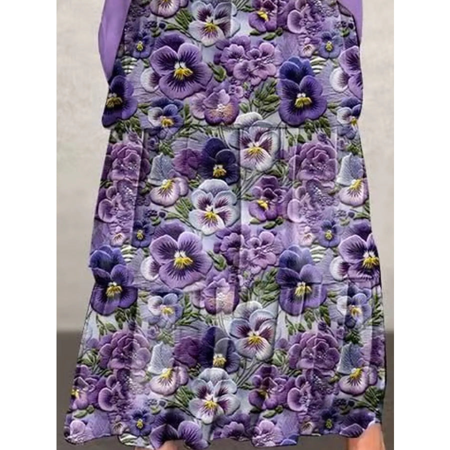 Full Size Layered Batwing Sleeve Maxi Dress Plus Apparel and Accessories