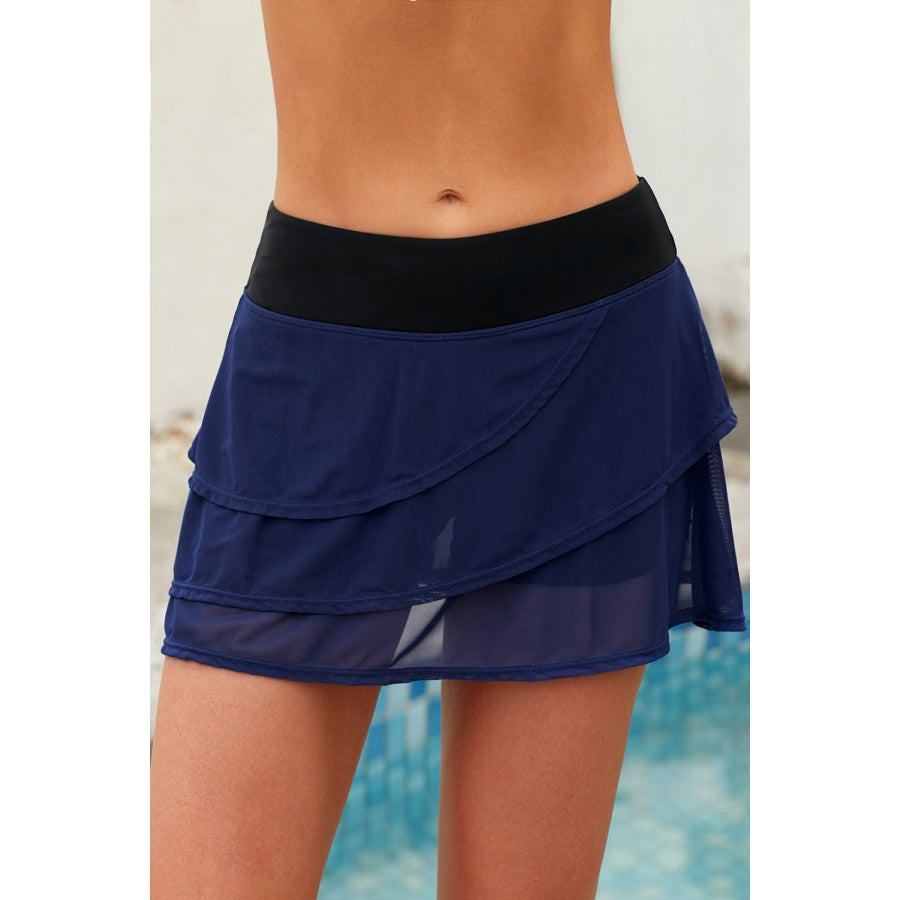 Full Size Layered Swim Skirt Navy / S