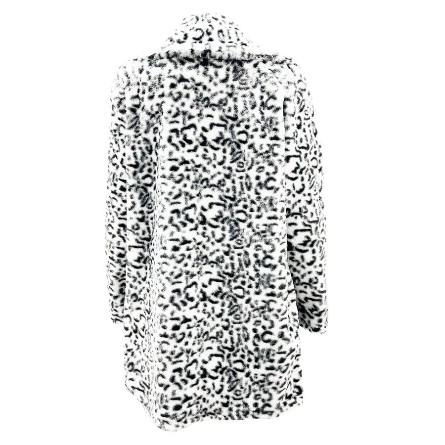 Full Size Leopard Open Front Outerwear Plus Apparel and Accessories