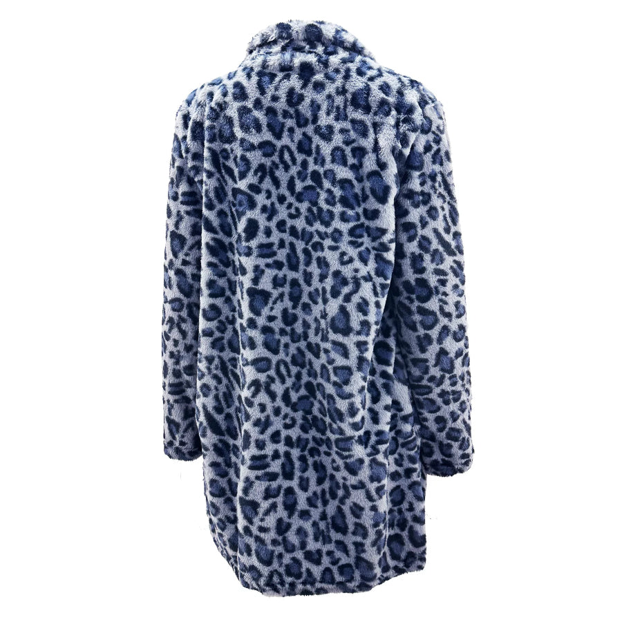 Full Size Leopard Open Front Outerwear Plus Apparel and Accessories
