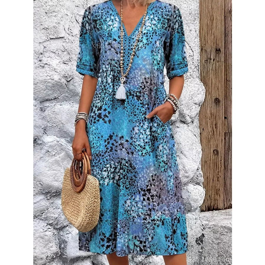 Full Size Leopard Print Casual Midi Dress with Pockets Plus Rose Red / S Apparel and Accessories