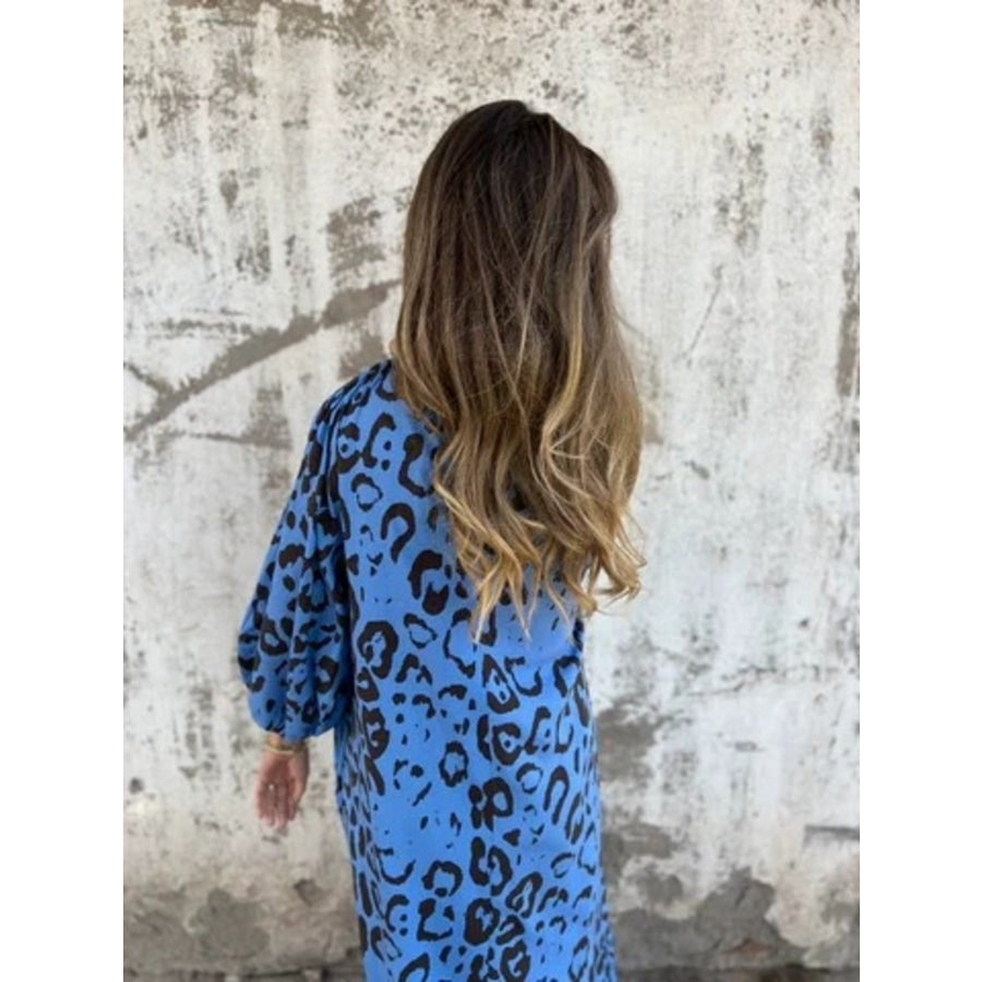 Full Size Leopard Print V-Neck Maxi Dress Plus Size Apparel and Accessories