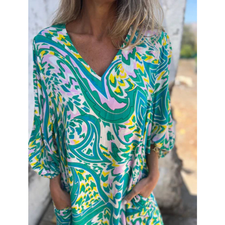 Full Size Leopard Print V-Neck Maxi Dress Plus Size Apparel and Accessories