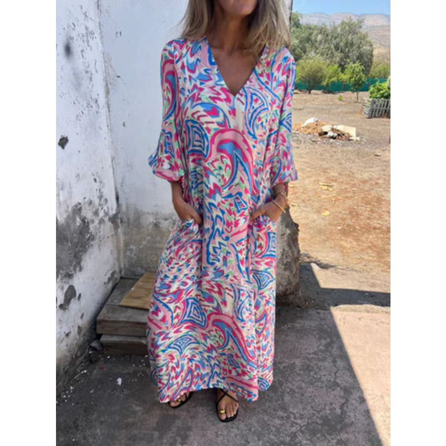 Full Size Leopard Print V-Neck Maxi Dress Plus Size Pink / S Apparel and Accessories