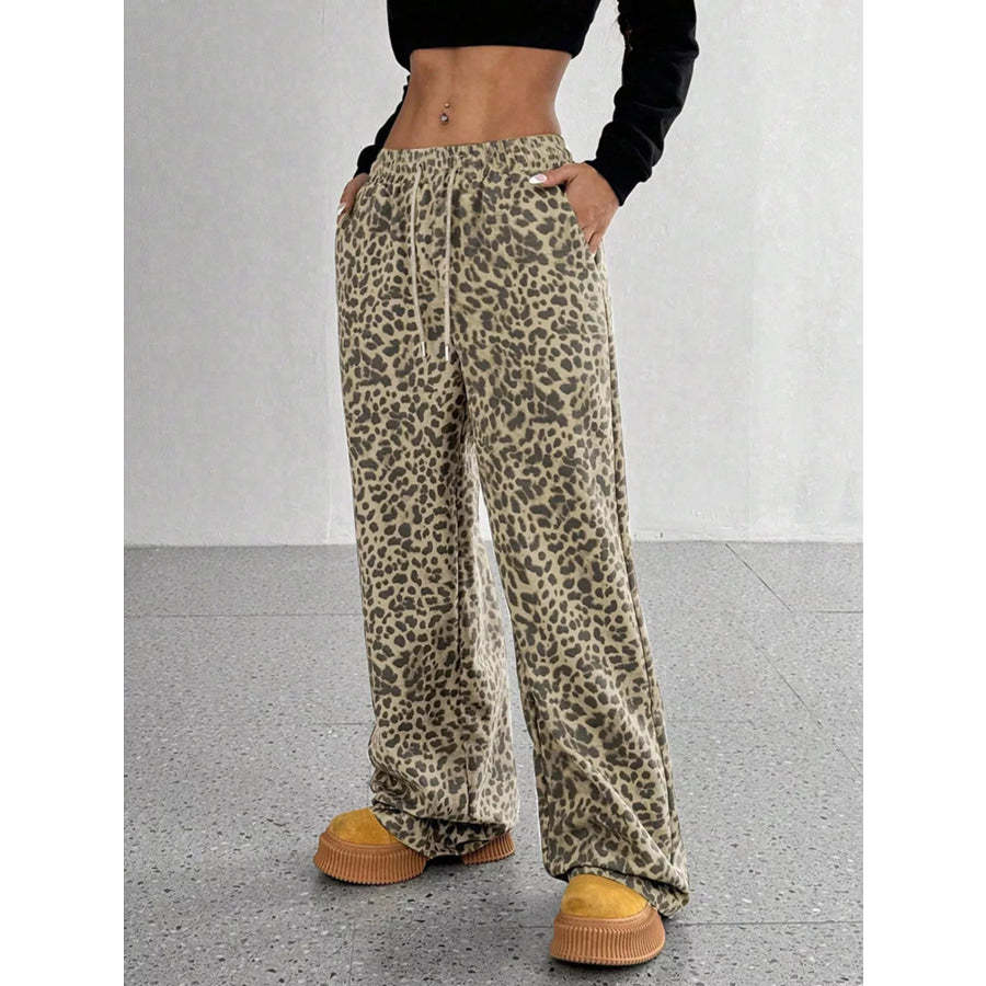 Full Size Leopard Print Wide Leg Pants Plus Size Apparel and Accessories