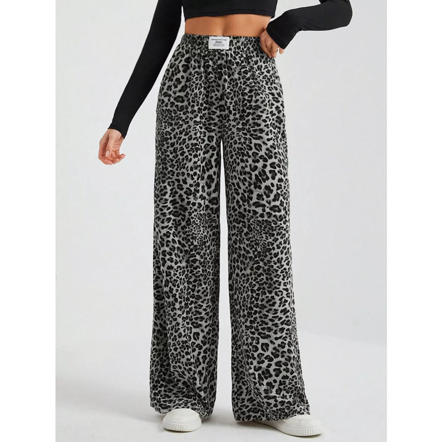 Full Size Leopard Print Wide Leg Pants Plus Size Apparel and Accessories