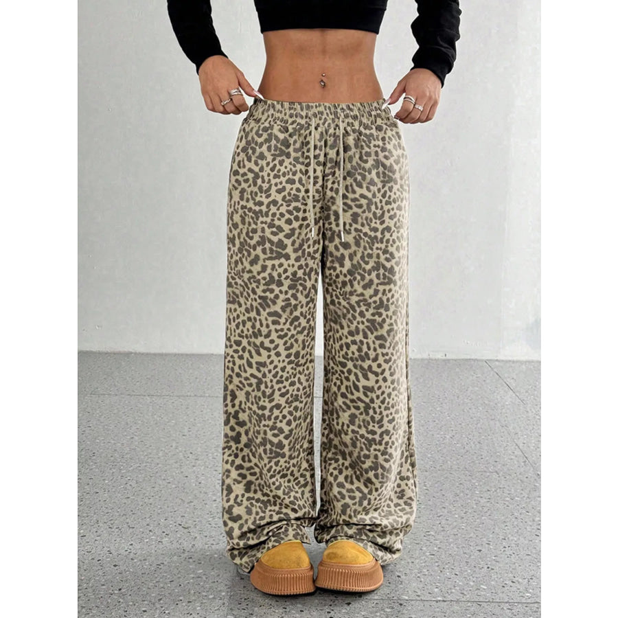 Full Size Leopard Print Wide Leg Pants Plus Size Apparel and Accessories