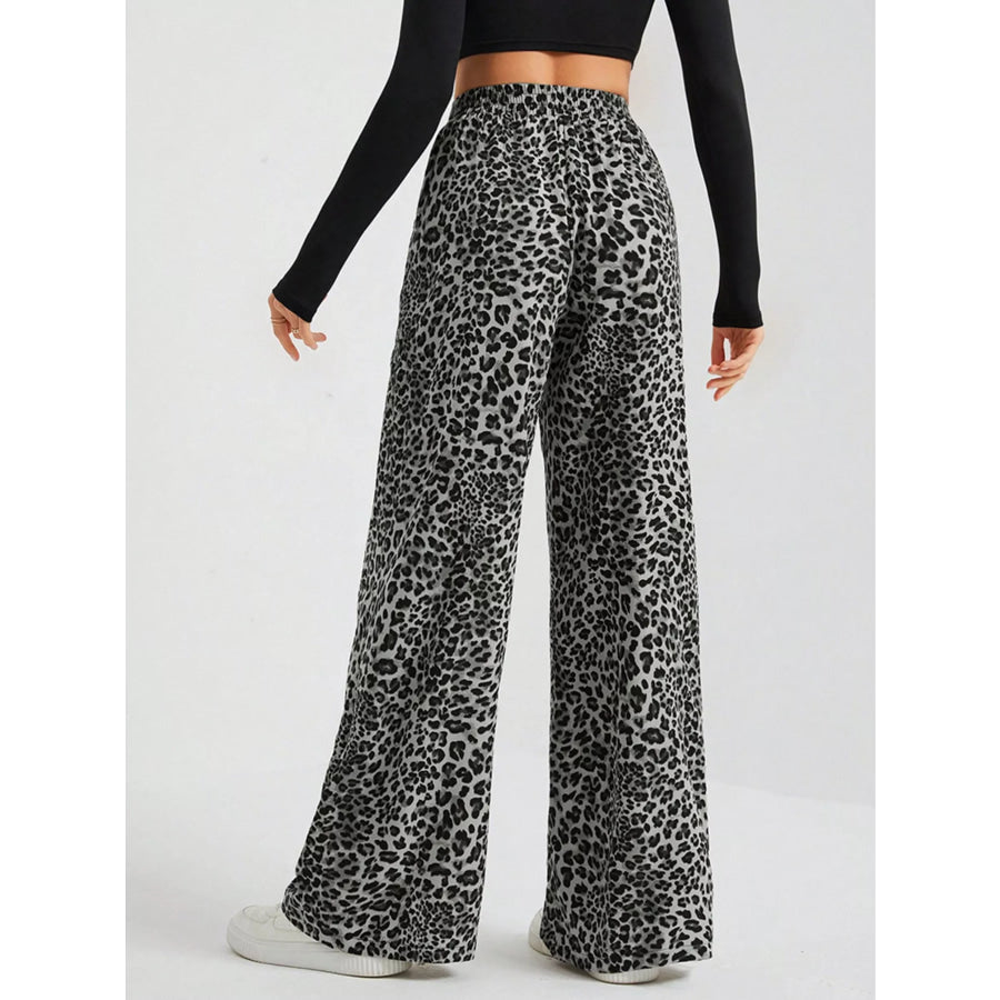 Full Size Leopard Print Wide Leg Pants Plus Size Apparel and Accessories