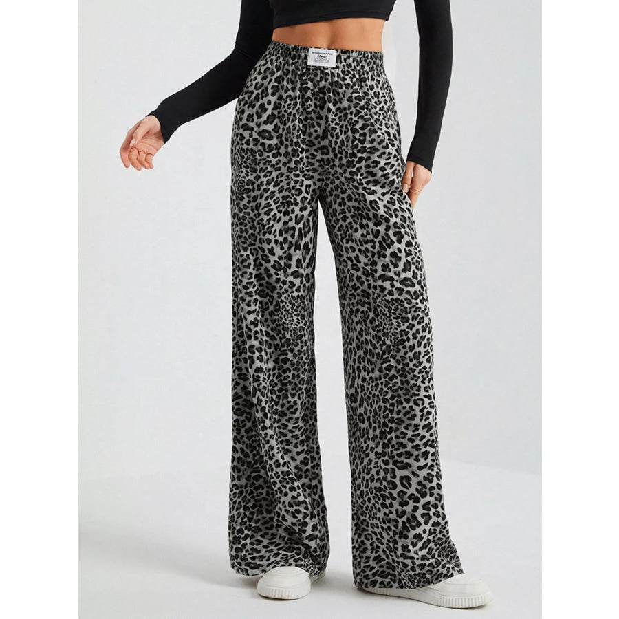 Full Size Leopard Print Wide Leg Pants Plus Size Leopard / S Apparel and Accessories