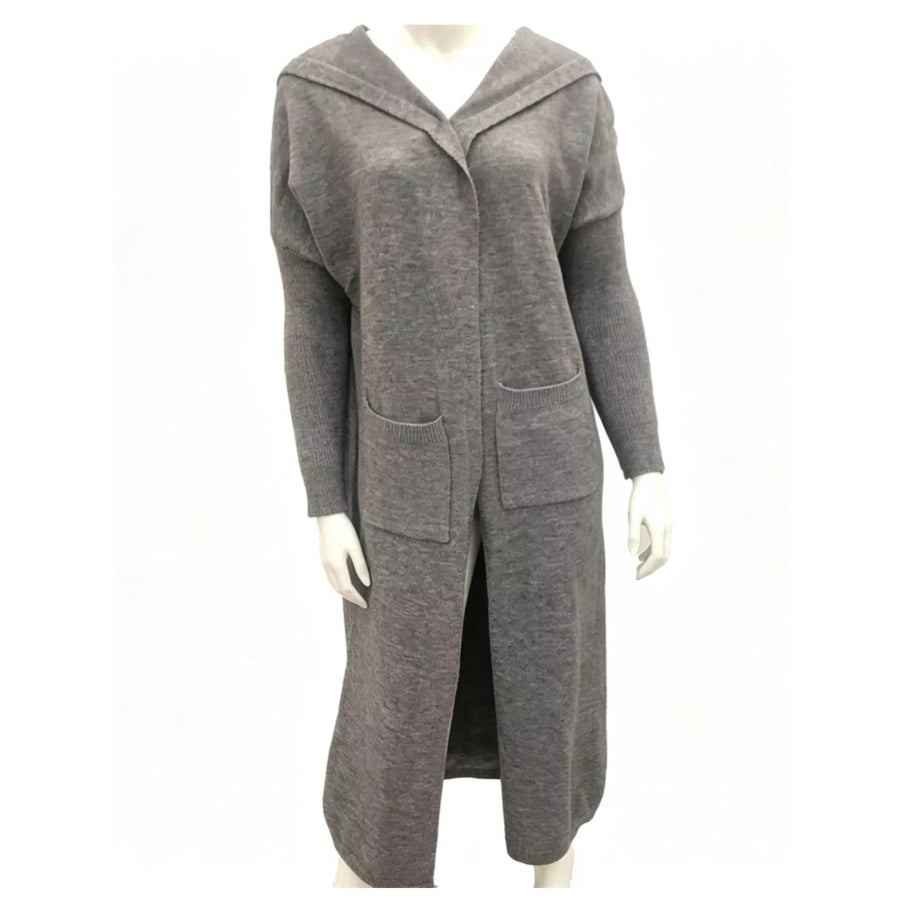Full Size Letter Back Hooded Cardigan Plus Apparel and Accessories