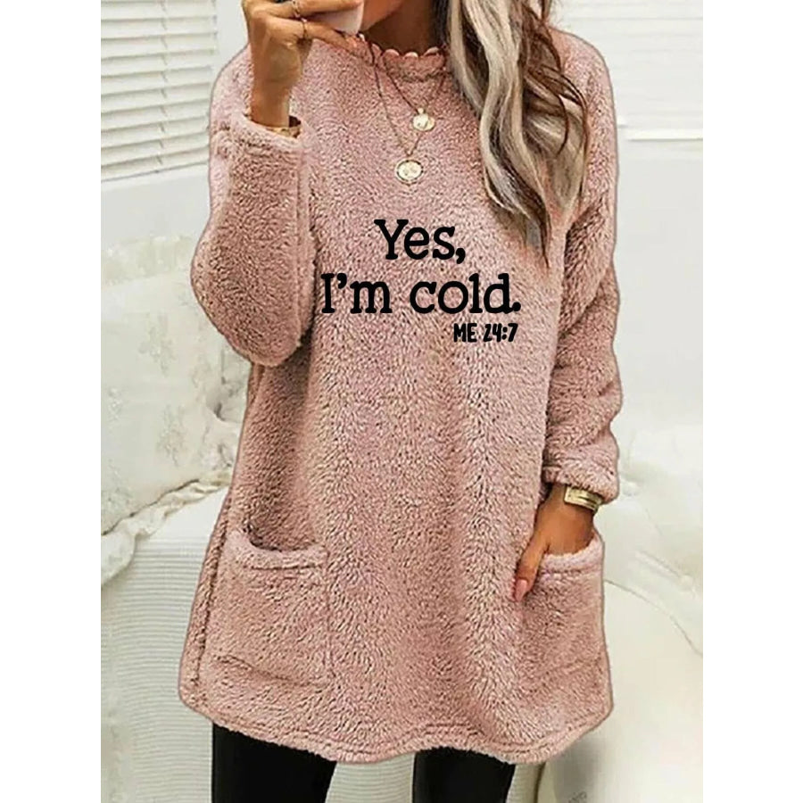 Full Size Letter Long Sleeve Fleece Sweatshirt Plus Size Pink / S Apparel and Accessories