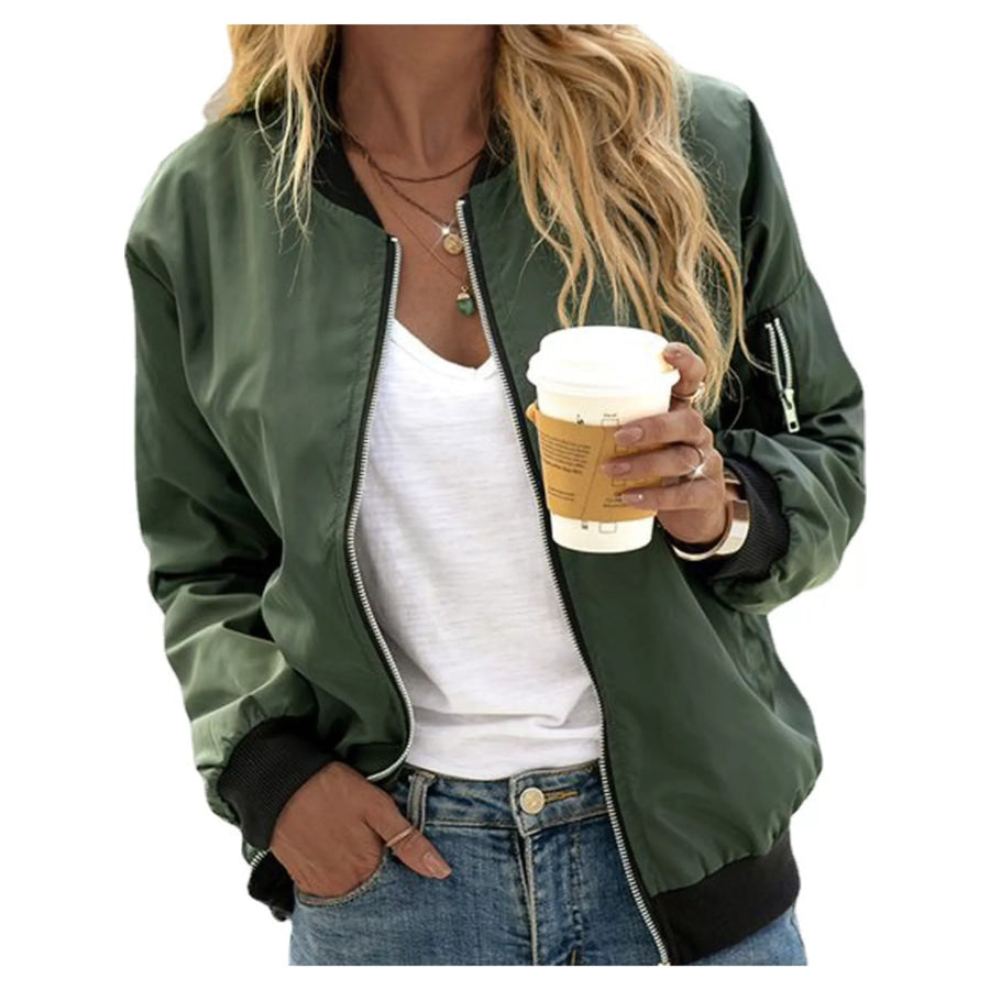 Full Size Lightweight Zip-Up Bomber Jacket Plus Apparel and Accessories