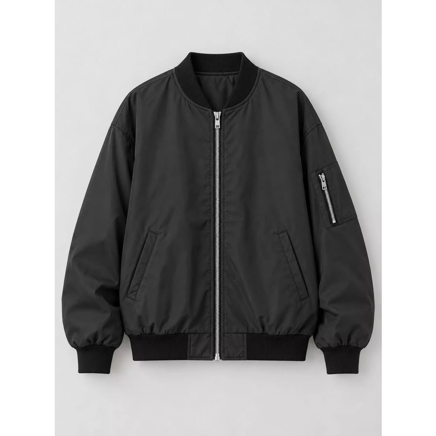 Full Size Lightweight Zip-Up Bomber Jacket Plus Apparel and Accessories