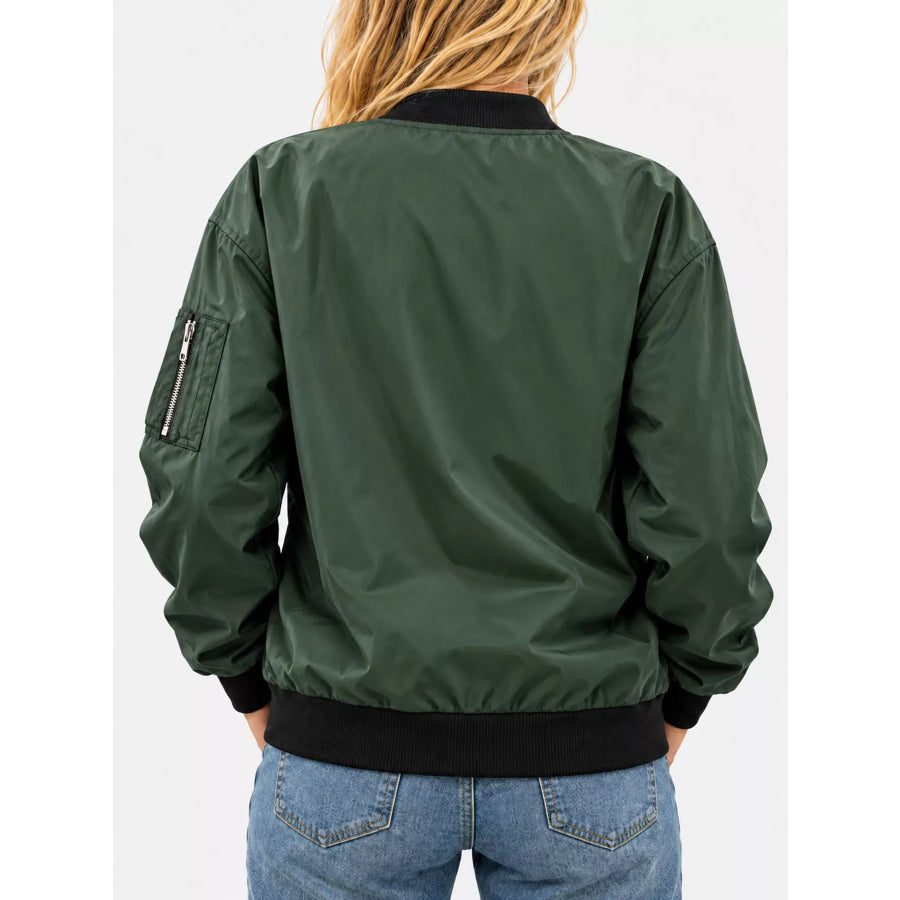 Full Size Lightweight Zip-Up Bomber Jacket Plus Apparel and Accessories