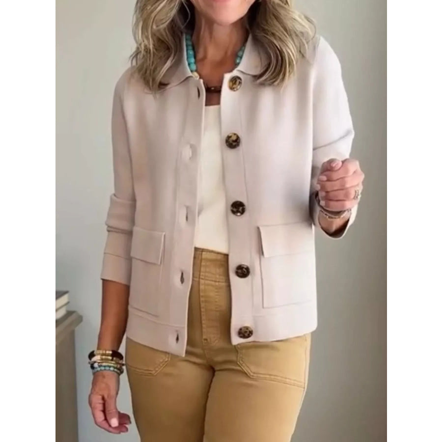 Full Size Long Sleeve Button-Down Outerwear Plus Size Apparel and Accessories