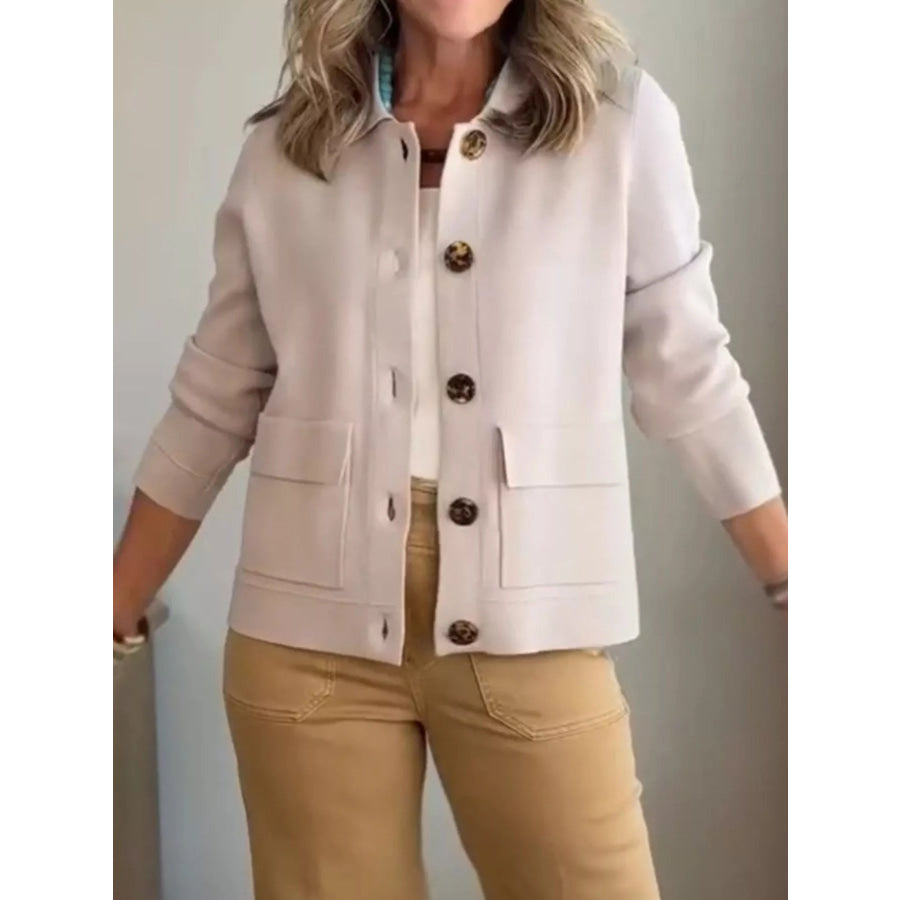 Full Size Long Sleeve Button-Down Outerwear Plus Size Apparel and Accessories