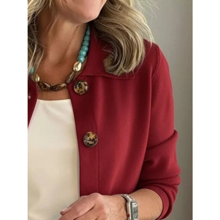 Full Size Long Sleeve Button-Down Outerwear Plus Size Apparel and Accessories