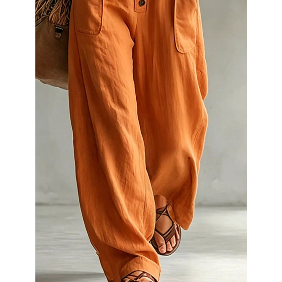 Full Size Long Sleeve Button Front Jumpsuit Plus Apparel and Accessories