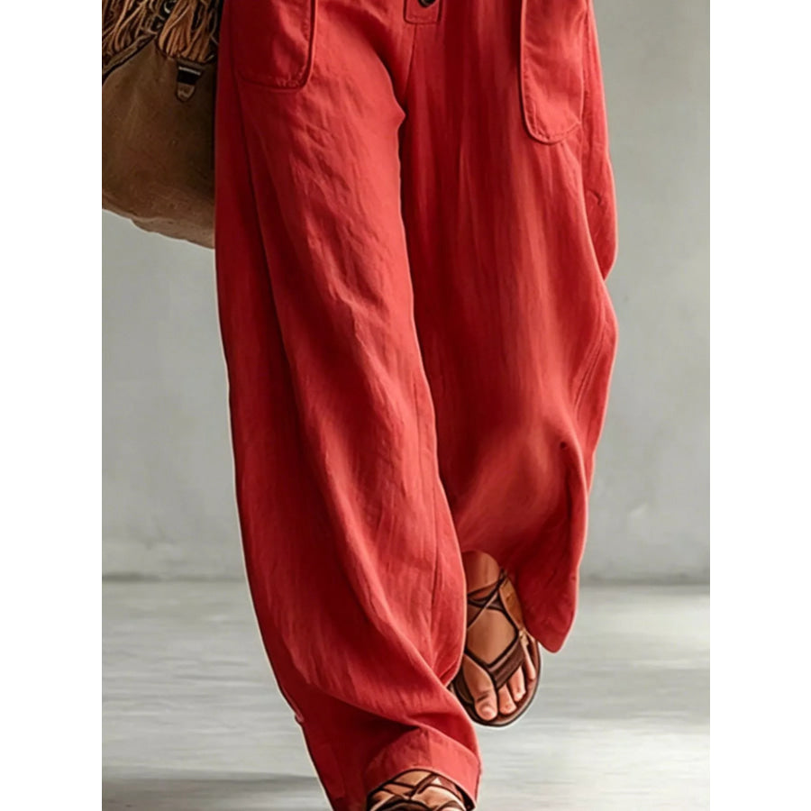 Full Size Long Sleeve Button Front Jumpsuit Plus Apparel and Accessories