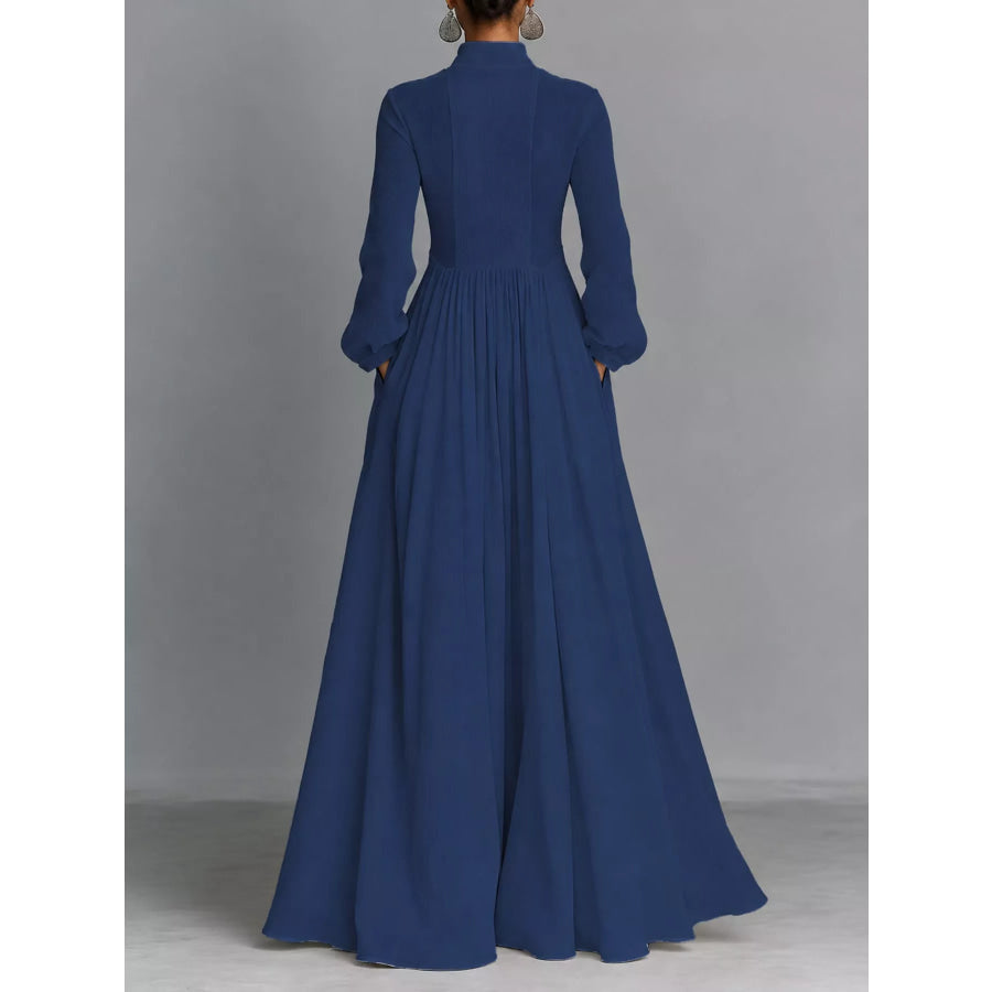 Full Size Long-Sleeve Button Front Maxi Dress Plus Apparel and Accessories