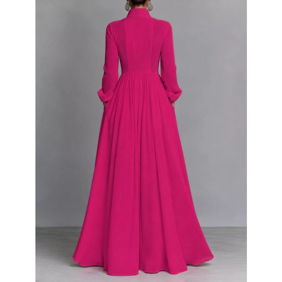 Full Size Long-Sleeve Button Front Maxi Dress Plus Apparel and Accessories