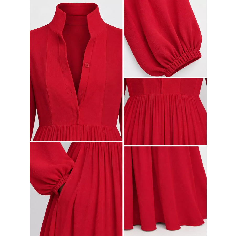 Full Size Long-Sleeve Button Front Maxi Dress Plus Apparel and Accessories