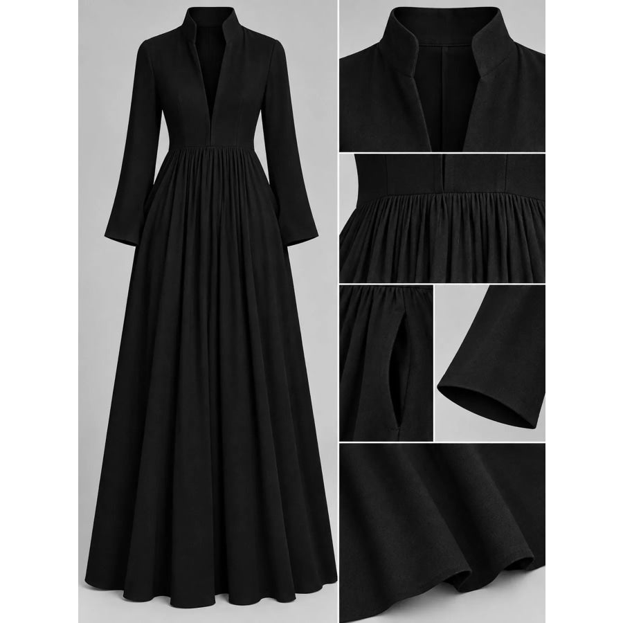 Full Size Long-Sleeve Button Front Maxi Dress Plus Apparel and Accessories