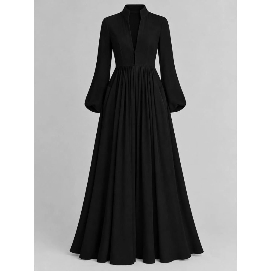 Full Size Long-Sleeve Button Front Maxi Dress Plus Apparel and Accessories