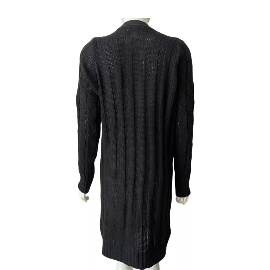 Full Size Long Sleeve Cable Knit Button-Down Cardigan with Pockets Plus Apparel and Accessories