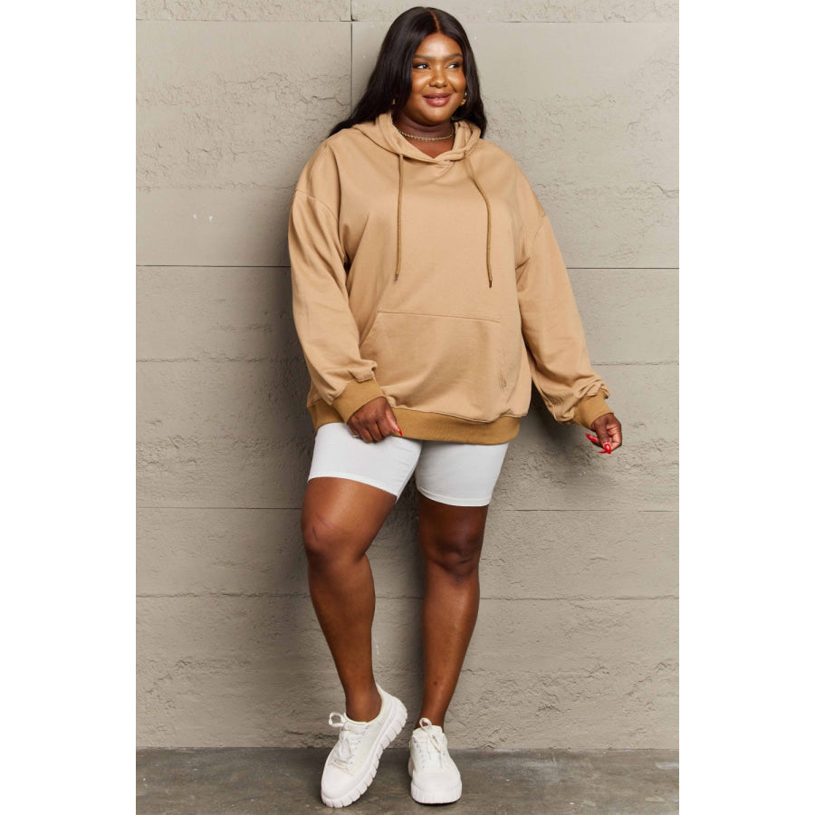 Full Size Long Sleeve Dropped Shoulder Hoodie Apparel and Accessories