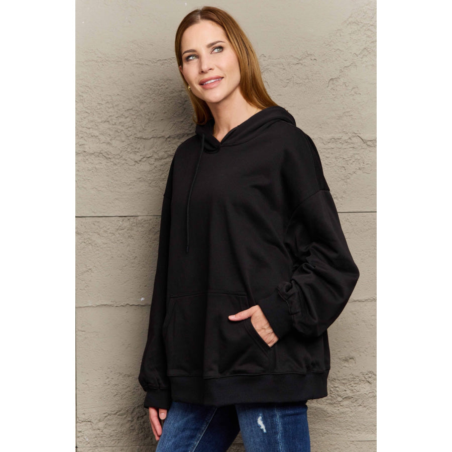 Full Size Long Sleeve Dropped Shoulder Hoodie Apparel and Accessories