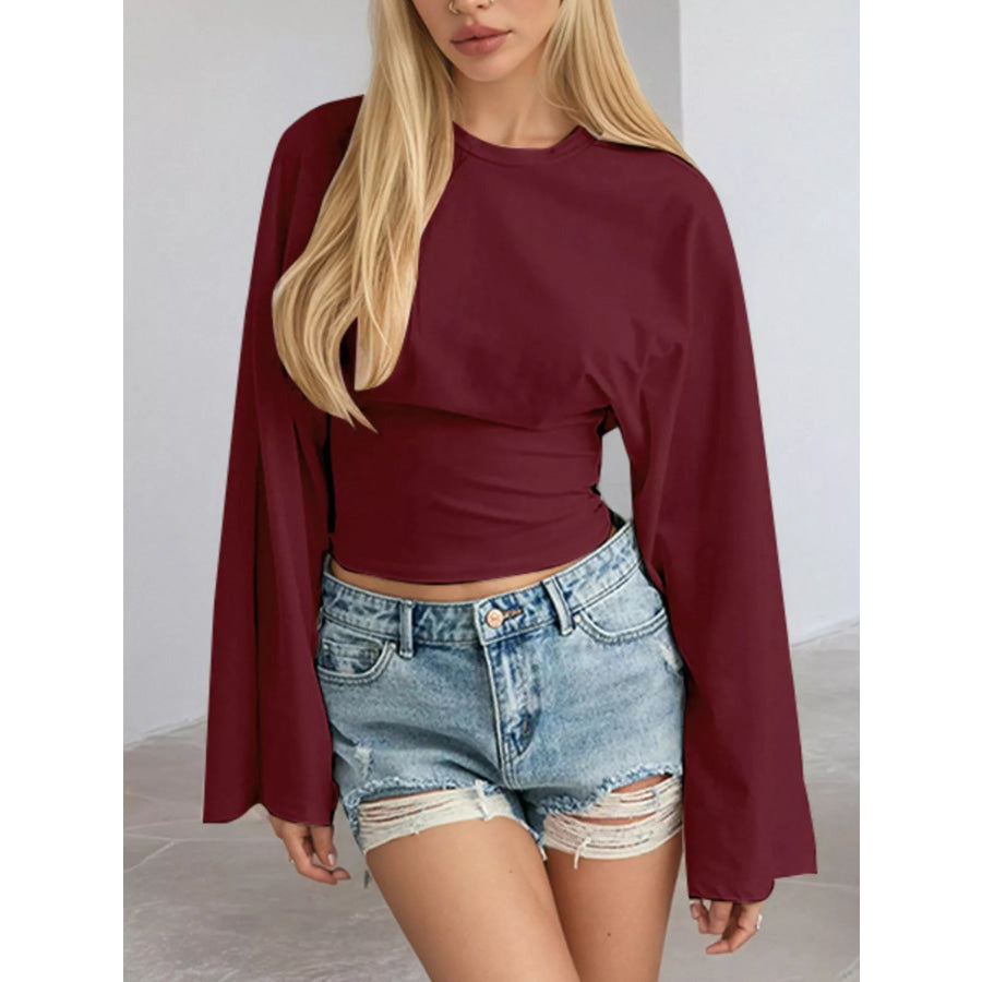 Full Size Long Sleeve Fitted T-Shirt Plus Size Wine Red / XS Apparel and Accessories