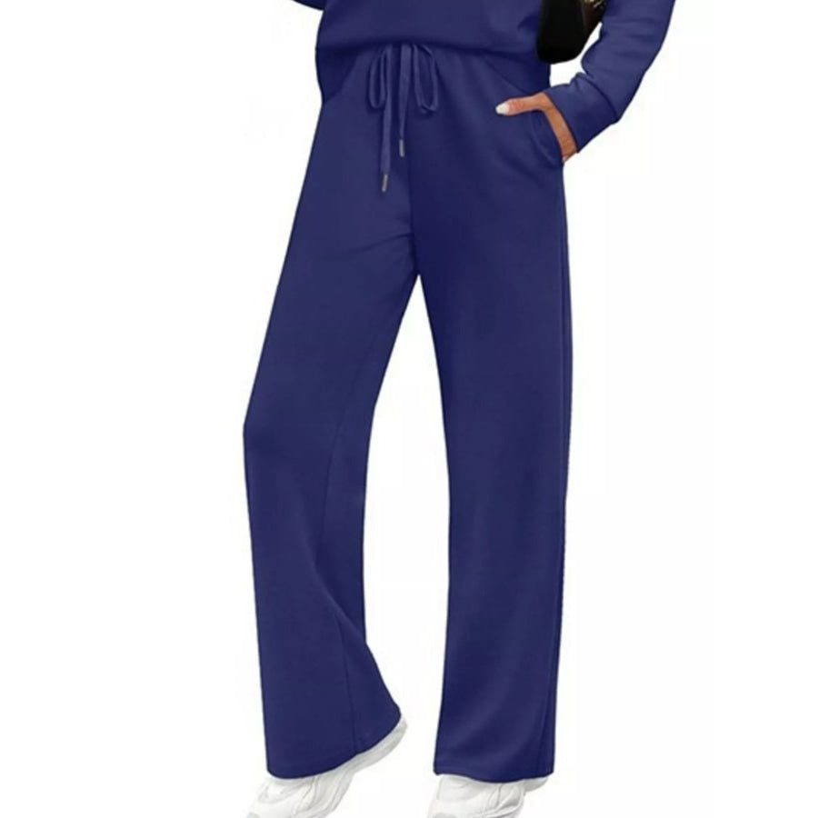 Full Size Long Sleeve Round Neck Top and Pants Set Plus Size Apparel and Accessories