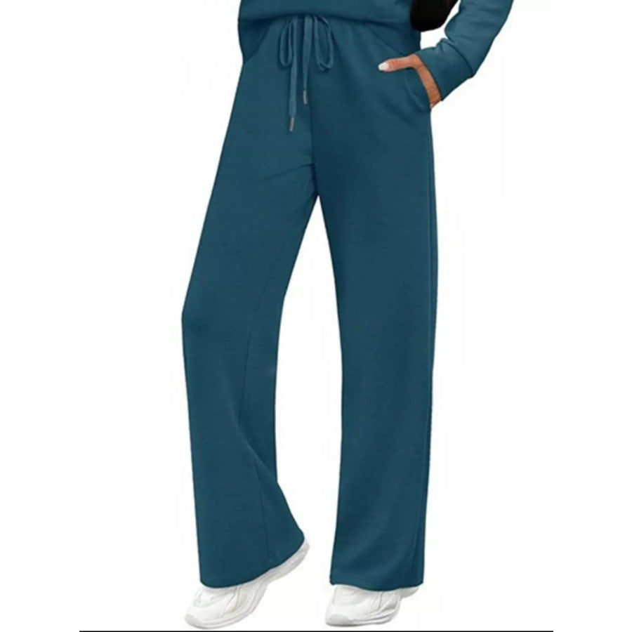 Full Size Long Sleeve Round Neck Top and Pants Set Plus Size Apparel and Accessories
